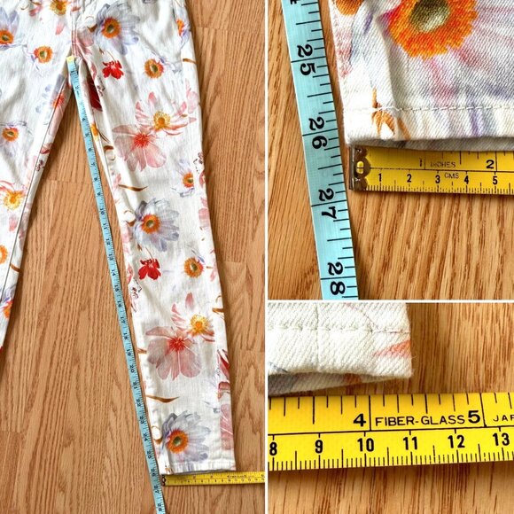 7 For All Mankind Ankle Skinny Floral Jeans Size 24 Ankle Denim Coquette Casual - Picture 11 of 12